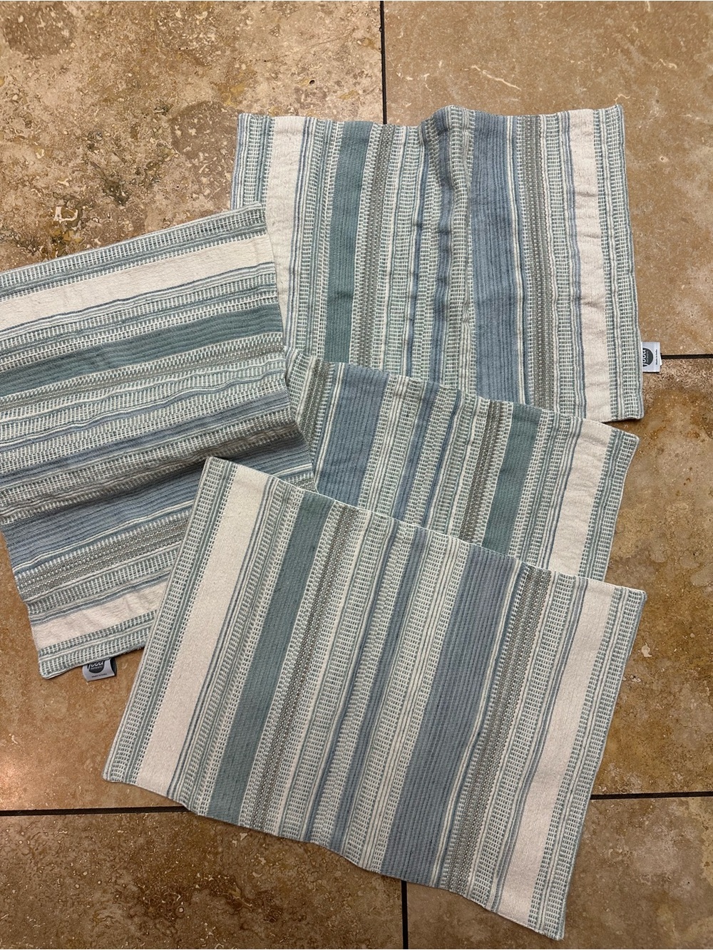 Striped Blue-Gray Table Cloths (set of 4)